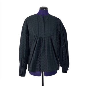 H&M Black Eyelet Lace Long Sleeve Top